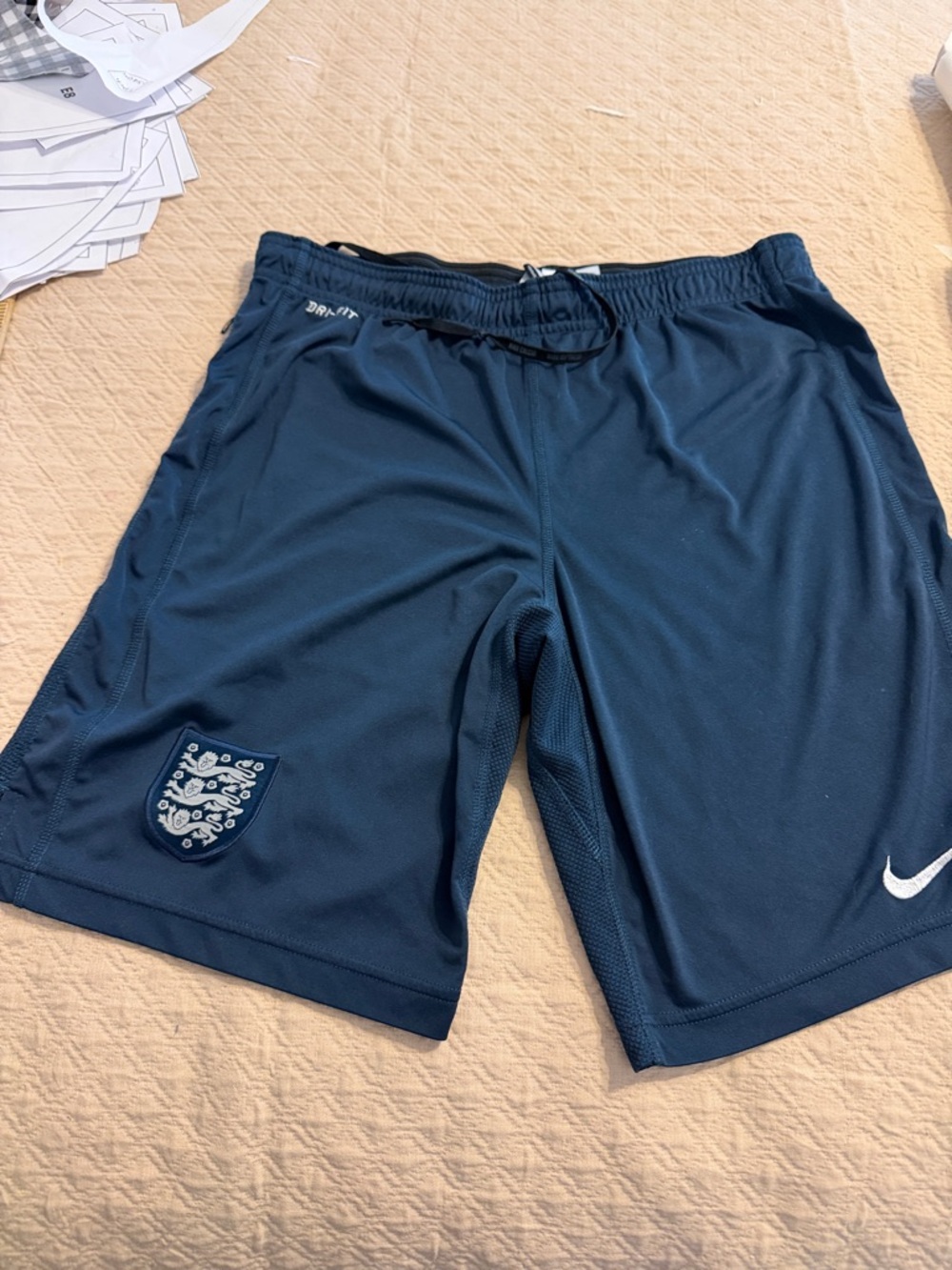 Nike Men’s Dark Blue Athletic Shorts with White Swoosh